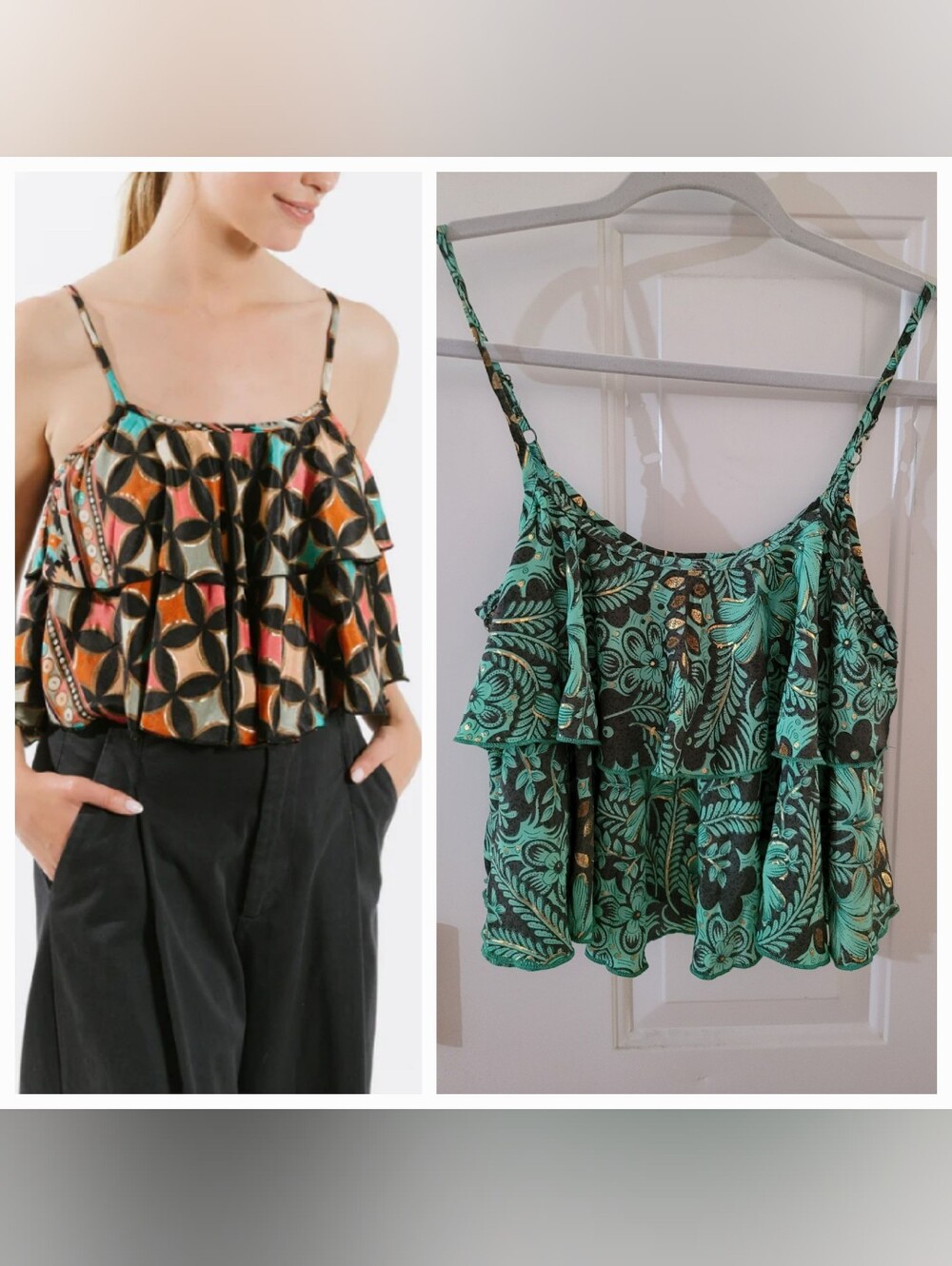 $85 Boho Flowy Ruffle Babydoll Tank Top